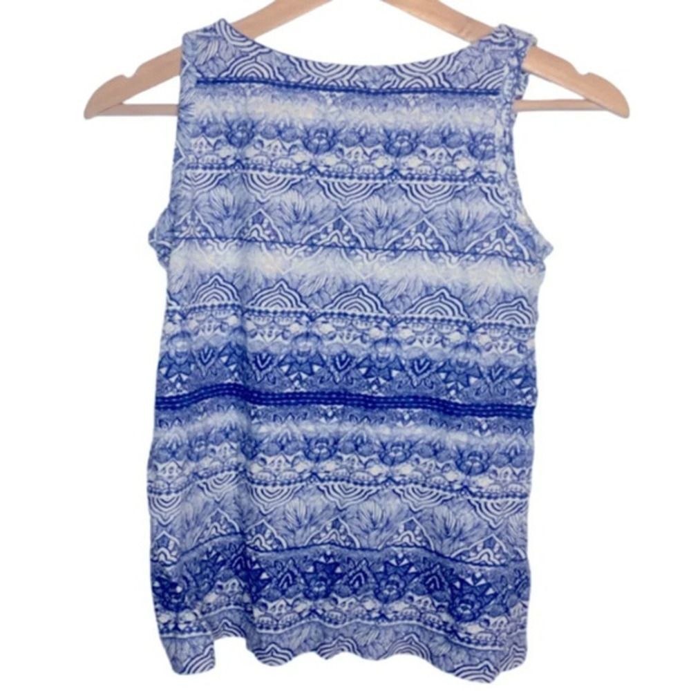 Vintage Loft Blue tank top XS petite beach bohemian coastal grandma 90s Y2K boho - Picture 2 of 2